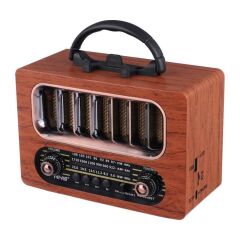 KanguruMarkt® Orta Boy Retro Ahşap Tasarım Bluetooth Hoparlörlü Radyo – FM/AM Destekli, Şarjlı ve Taşınabiliri Radyo NS-6636