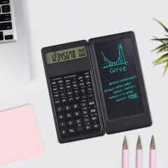 KanguruMarkt® Silinebilir LCD Yazı Tabletli,Kalemli Katlanabilir Bilimsel Hesap Makinesi