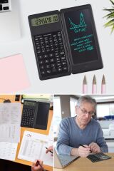 Silinebilir LCD Yazı Tabletli Kalemli Katlanabilir Hesap Makinesi