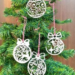 KanguruMarkt® 10 Parça Kırmızı Beyaz İpli Fiyonk Model Ahşap Yılbaşı Ağaç Süsü