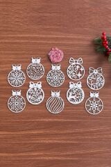 KanguruMarkt® 10 Parça Kırmızı Beyaz İpli Fiyonk Model Ahşap Yılbaşı Ağaç Süsü