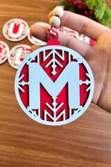 Kırmızı Beyaz İpli MUTLU YILLAR Yazılı Ahşap Yılbaşı Ağaç Süsü