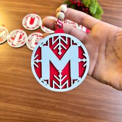 Kırmızı Beyaz İpli MUTLU YILLAR Yazılı Ahşap Yılbaşı Ağaç Süsü