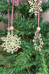 Pilli Peri Ledli 6 Parça Kırmızı Beyaz İpli Kar Tanesi