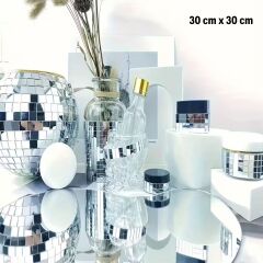 Kare Silver Cam Mozaik Fayans Çıkartmaları El İşi Kare Cam Fayans Kendinden Yapışkanlı Aynalı Dekor Panel 30x30 Cm