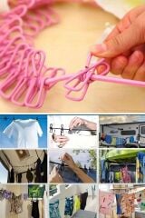 KanguruMarkt® Taşınabilir Seyahat Çamaşır İpi 12 Mandallı Klipsli Lastikli Çamaşır Mandalları