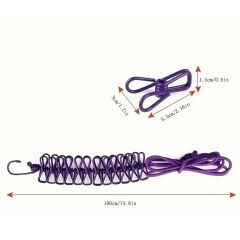 Seyahat Tipi Çamaşır İpi 12 Mandallı Lastikli