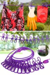 Seyahat Tipi Çamaşır İpi 12 Mandallı Lastikli