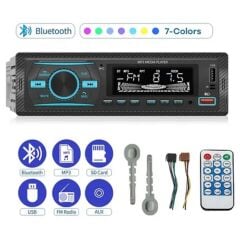 KanguruMarkt®  7 Farklı Renkli Oto Teyp - Bluetooth & USB & AUX & FM Destekli Araç İçi Radyo