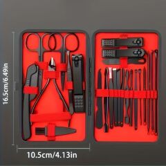 24 Parça Kendiliğinden Deri Çantalı Seyahat Tipi Manikür Pedikür Seti