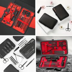 KanguruMarkt®  24 Parça Kendiliğinden Deri Çantalı Seyahat Tipi Manikür Pedikür Seti