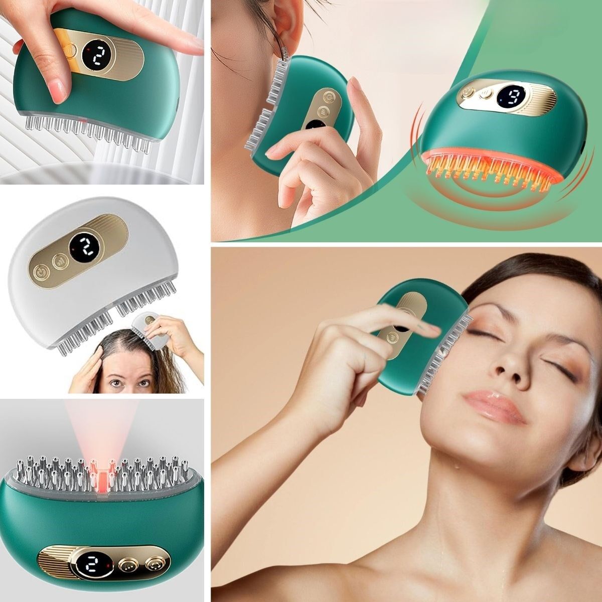 KanguruMarkt® 1 Adet Akıllı Elektrik Akımlı EMS Titreşimli Masaj Tarağı Kademeli Yüz Masaj Aleti Aparatı