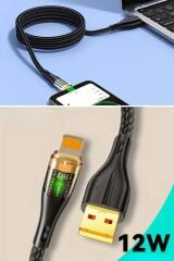 KanguruMarkt® Led Işık Uçlu Sağlam İp Kablolu USB to Lightning Hızlı Şarj Kablosu