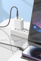 KanguruMarkt® Led Işık Uçlu Sağlam İp Kablolu USB to Lightning Hızlı Şarj Kablosu