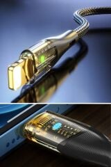 KanguruMarkt® Led Işık Uçlu Sağlam İp Kablolu USB to Lightning Hızlı Şarj Kablosu