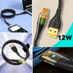 KanguruMarkt® Led Işık Uçlu Sağlam İp Kablolu USB to Lightning Hızlı Şarj Kablosu