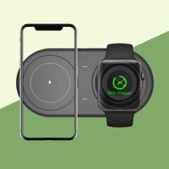 KanguruMarkt® 2si 1arada Kablosuz Saat,Kulaklık ve Telefon Hızlı Şarj Etme Aparatı