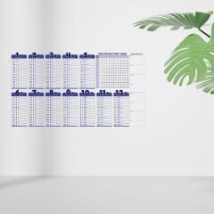 KanguruMarkt®  Statik Akıllı Kağıt Ingilizce Çarpım Tablosu 100x56 Cm(1 Adet Silgili Kalemli)