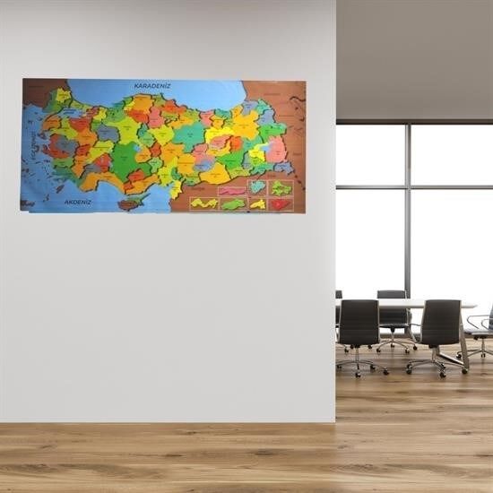 KanguruMarkt® Renkli Türkiye Haritası Manyetik Yapıştırıcı Gerektirmeyen Duvar Stickerı 118 CM * 56 CM