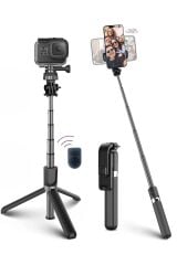 KanguruMarkt® Fotoğraf Makinası ve Telefon Takılabilen 2si 1 Arada 2.2m Uzayan Selfie Çubuğu Kumandalı Tripod