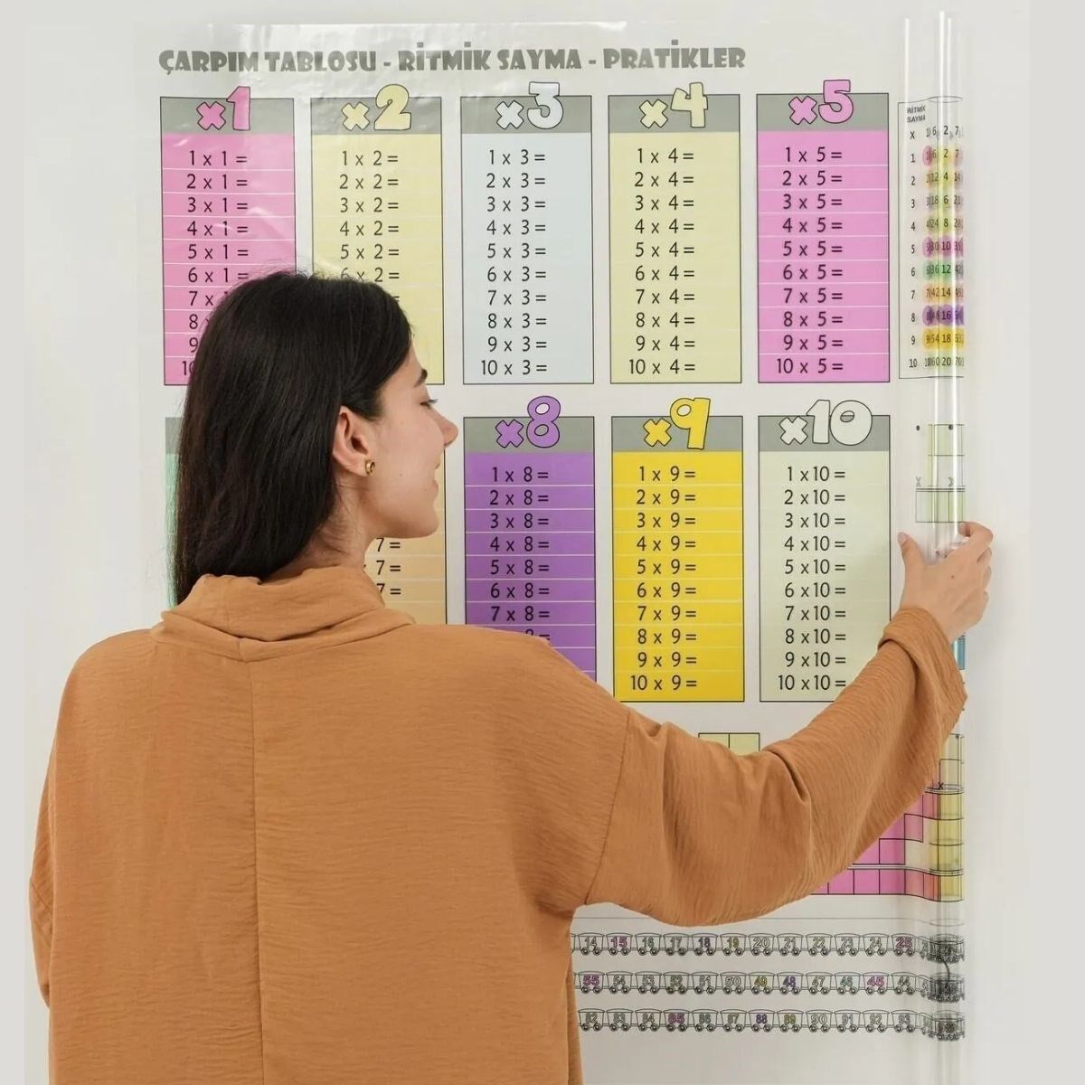 Statik İz Bırakmaz Kağıt Renkli Çarpım Tablosu