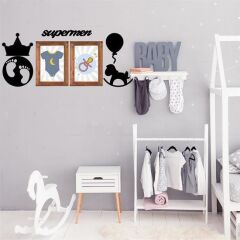 Supermen Dekoratif Duvar Süsü Hediye Pano Sticker Seti