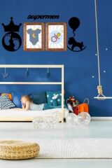KanguruMarkt® DECO103 Supermen Dekoratif Duvar Süsü Tablo Aksesuar Ahşap Tasarım Hediye Pano Sticker Seti