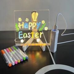 LED Işıklı Kendiliğinden Renkli Fosforlu Kalemli Kare Yazı Panosu