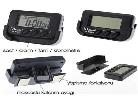 KanguruMarkt® Ev ve Araç Tipi Dijital Saat Kronometreli Alarmlı Pilli Saat