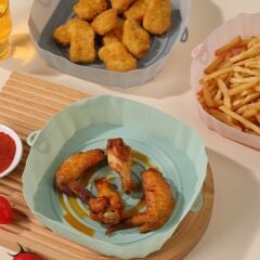 KanguruMarkt® Renkli Isıya Dayanıklı Yıkanılabilir Silikon Fırın Ve Airfryer Kare Model Pişirme Matı 20 Cm