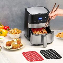 Siyah Isıya Dayanıklı Yıkanılabilir Silikon Fırın ve Airfryer Pişirme Matı