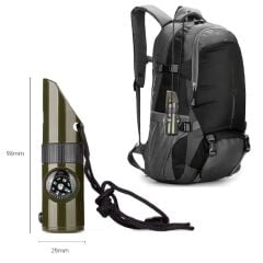 KanguruMarkt® 7si 1arada Acil Durum Düdüğü,El Feneri, Termometre,Pusula,Büyüteç,Depolama Bölmeli Kampçı Düdüğü