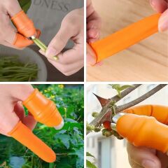 KanguruMarkt® 5 Parça Pratik Parmak Koruyucu 1 Parça Baş Parmak Bıçaklı Eldiven Sebze Meyve Soyucu Kesme Ayıklayıcı Silikon Set