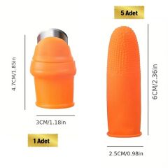 KanguruMarkt® 5 Parça Pratik Parmak Koruyucu 1 Parça Baş Parmak Bıçaklı Eldiven Sebze Meyve Soyucu Kesme Ayıklayıcı Silikon Set
