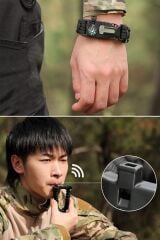 KanguruMarkt®  5'i 1 Arada Çok Fonksiyonlu Hayatta Kalma Bilekliği Pusula, Düdük, Çakmak Taşı ve Şemsiye İpi Bileklik