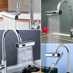 KanguruMarkt® 3 Farklı Modlu Çok Amaçlı Musluk Adaptörü Evrensel Musluk Başlığı Şelale Musluk