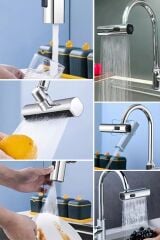 KanguruMarkt® 3 Farklı Modlu Çok Amaçlı Musluk Adaptörü Evrensel Musluk Başlığı Şelale Musluk