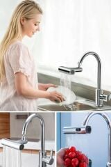 KanguruMarkt® 3 Farklı Modlu Çok Amaçlı Musluk Adaptörü Evrensel Musluk Başlığı Şelale Musluk