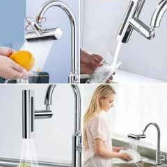 KanguruMarkt® 3 Farklı Modlu Çok Amaçlı Musluk Adaptörü Evrensel Musluk Başlığı Şelale Musluk