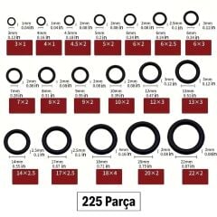 KanguruMarkt® 225 Parça Kauçuk Conta Seti ,Kendiliğinden Saklama Kutulu O Halkası Seti