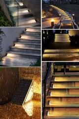 KanguruMarkt®  8 Adet Üçgen  Güneş Enerjisi ile Şarj Olan Dış Mekan Solar Basamak Köşe Lambası