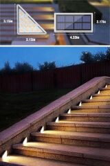 KanguruMarkt®  8 Adet Üçgen  Güneş Enerjisi ile Şarj Olan Dış Mekan Solar Basamak Köşe Lambası