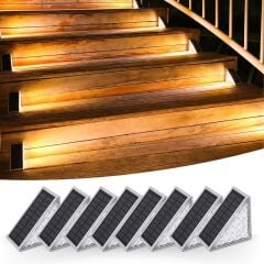 KanguruMarkt®  8 Adet Üçgen  Güneş Enerjisi ile Şarj Olan Dış Mekan Solar Basamak Köşe Lambası