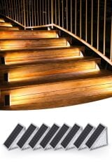 KanguruMarkt®  8 Adet Üçgen  Güneş Enerjisi ile Şarj Olan Dış Mekan Solar Basamak Köşe Lambası