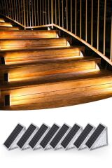 8 Adet Üçgen Güneş Enerjisi ile Şarj Olan Basamak Köşe Lambası