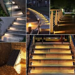 8 Adet Üçgen Güneş Enerjisi ile Şarj Olan Basamak Köşe Lambası