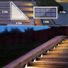 KanguruMarkt®  8 Adet Üçgen  Güneş Enerjisi ile Şarj Olan Dış Mekan Solar Basamak Köşe Lambası