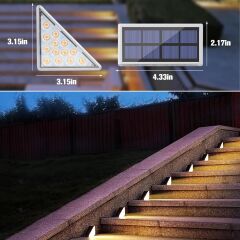 8 Adet Üçgen Güneş Enerjisi ile Şarj Olan Basamak Köşe Lambası