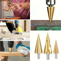 KanguruMarkt®  3 Parça Kademeli Matkap Ucu Paslanmaz Uç Alüminyum Sac Demir Delme Seti