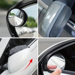 2 Adet Kendinden Aynalı, Karbon Fiber Görünümlü, Yan Ayna Yağmur, kar Koruyucuları